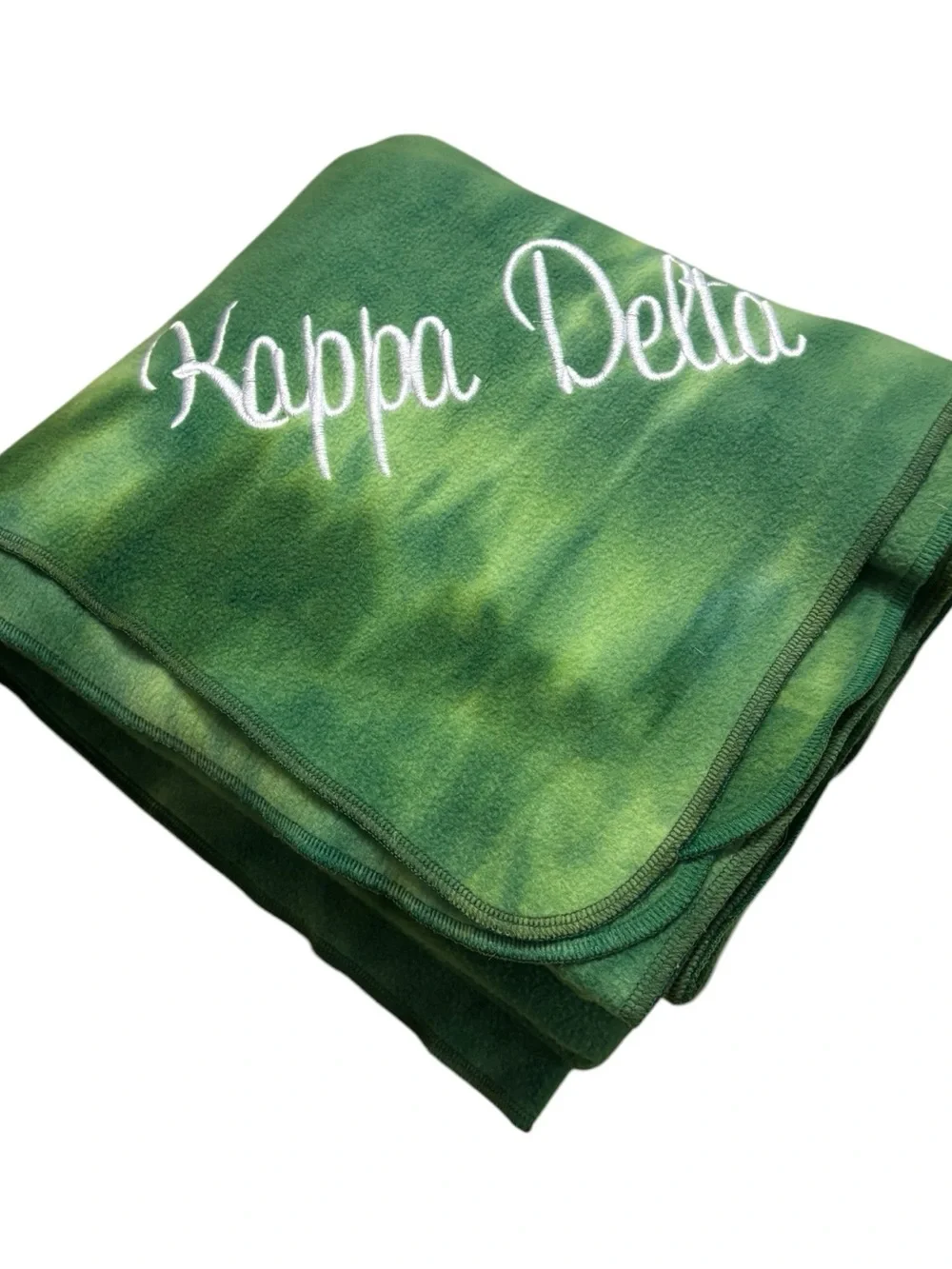 Kappa Delta Sorority Fleece Throw Blanket Queen Full Green Tie Dye Embroidered